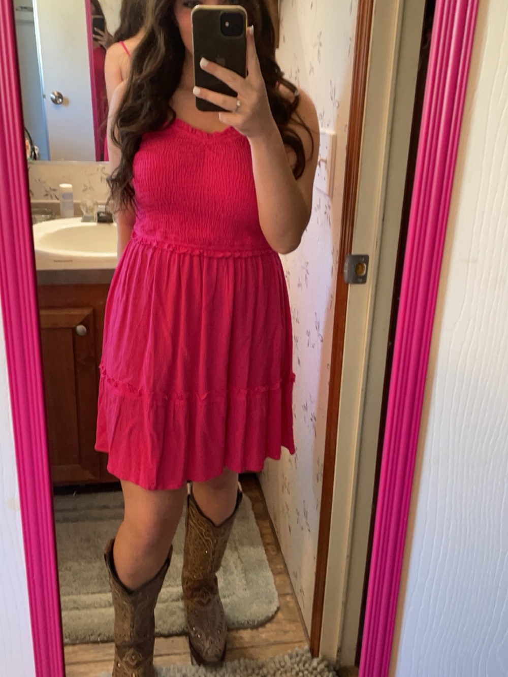 Girls Hot Pink strapless Sundress